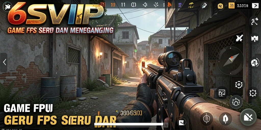 Layar gameplay menegangkan dari 6SVIP dalam aksi FPS.