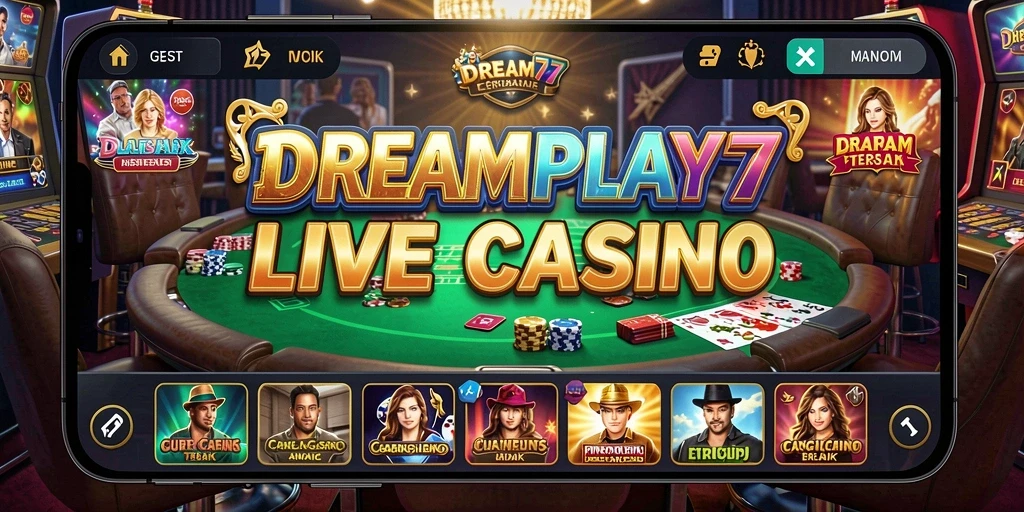 Screenshot gameplay Live Casino dengan dealer profesional dan suasana interaktif.