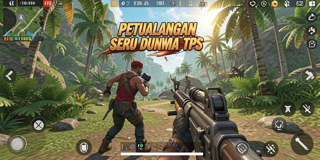 Screenshot utama F32 yang menunjukkan gameplay TPS mengesankan.