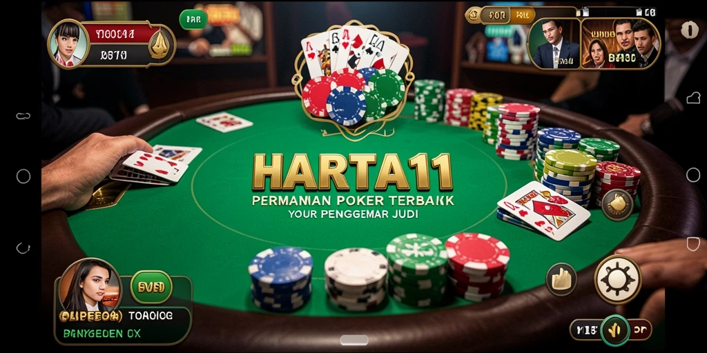 Tampilan gameplay HARTA11 yang intens dan menegangkan saat bermain poker.