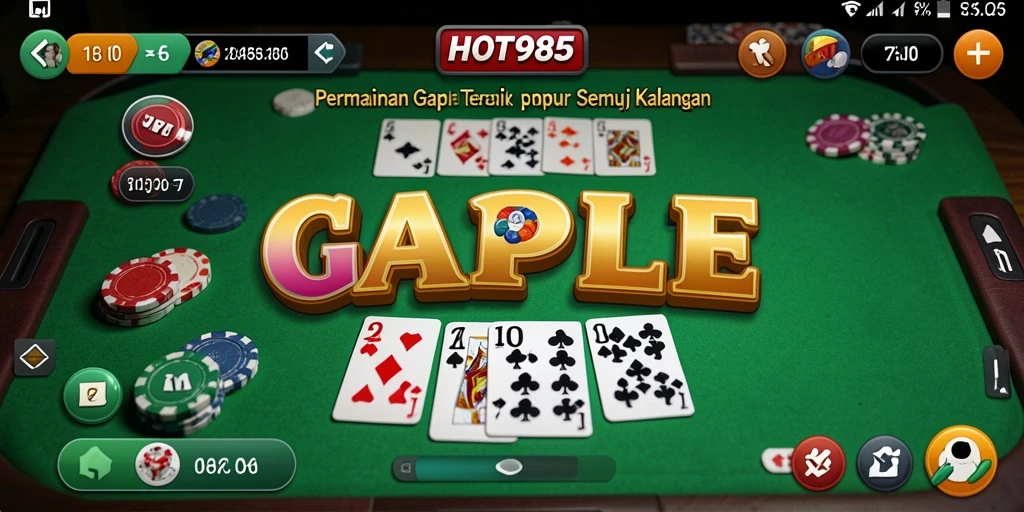 Tampilan gameplay seru dan interaktif dari permainan Gaple HOT985.