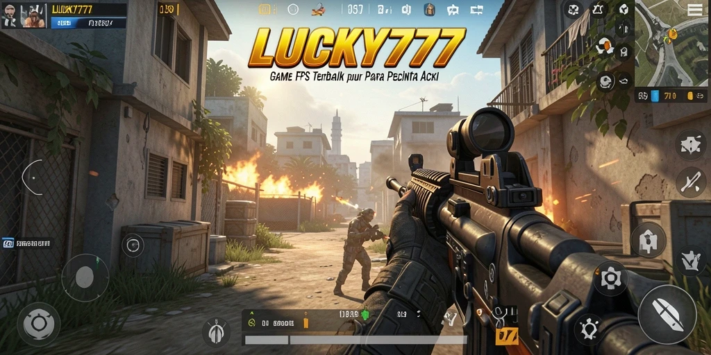 Screenshot gameplay LUCKY777 menampilkan pertempuran FPS yang intens dan mendebarkan.