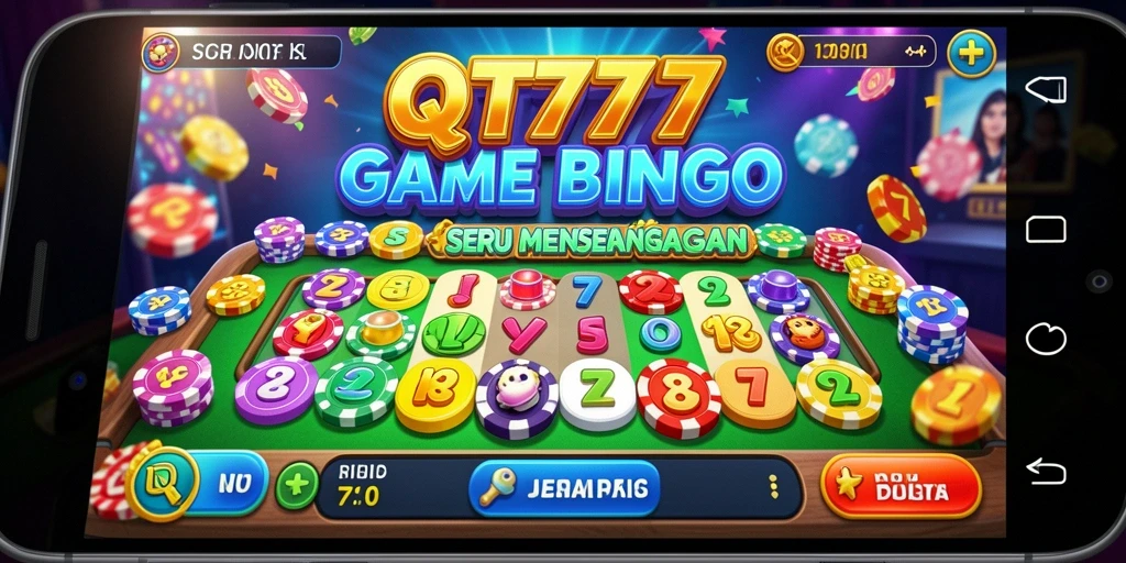 Tampilan gameplay seluler yang penuh warna dan menarik dari QT777.