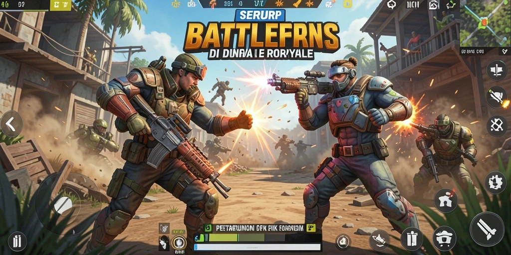 Tangkapan layar SERURP menampilkan pertempuran epik di arena Battle Royale.